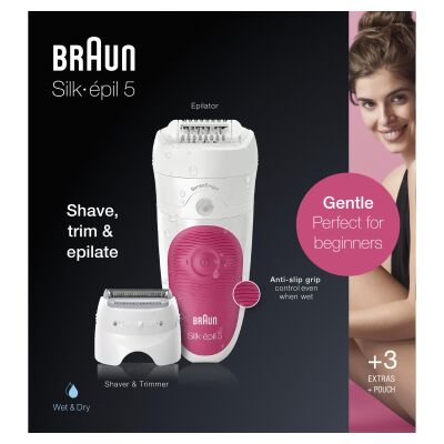 Braun Silk-épil 5 5600 SensoSmart, Kablosuz, Islak&Kuru, 3 Ek Parçalı, 2'si 1 Arada Epilatör - 7