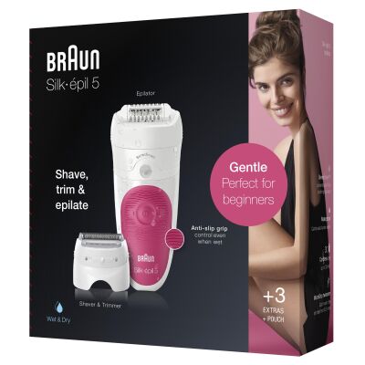 Braun Silk-épil 5 5600 SensoSmart, Kablosuz, Islak&Kuru, 3 Ek Parçalı, 2'si 1 Arada Epilatör - 8