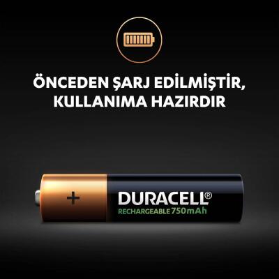 Duracell Şarj Edilebilir AAA 750mAh Piller, 2’li paket - 1