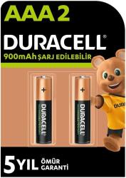 Duracell Şarj Edilebilir AAA 900 mAh İnce Kalem Pil, 2'li Paket - DURACELL
