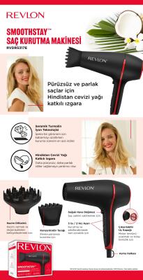 Revlon Smoothstay Hindistan Cevizi Yağlı Saç Kurutma Makinesi RVDR5317E - 9